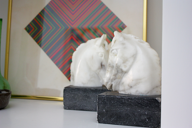 marble horse bookends