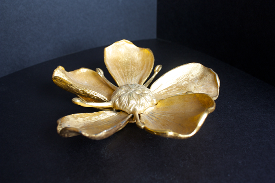 Modfrugal vintage brass TAN ashtray removable  petals